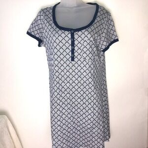 Jane & Bleecker Dark Blue & White Diamond Nite Gown Women's Small NWOT